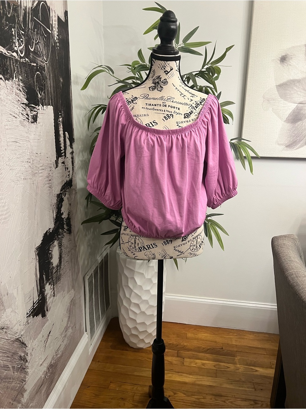 Old Navy Pink Off-Shoulder Peasant Blouse